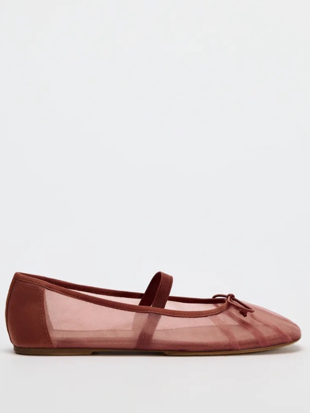 Zara Sheer Mesh Ballet Flats with Bow